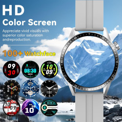 Montre Connectée Hommes, avec 2 Silicone Bracelets, Dotée de Fonctions D'appel, D'assistant Vocal et de Messages, 100+ Modes Spo