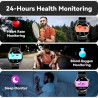 Montre Connectée Hommes, avec 2 Silicone Bracelets, Dotée de Fonctions D'appel, D'assistant Vocal et de Messages, 100+ Modes Spo