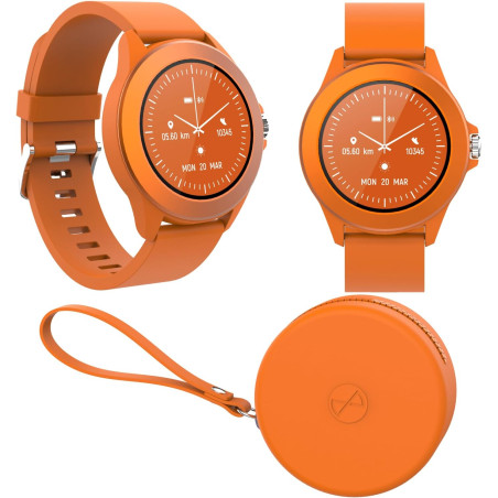 Forever colorum montre intelligente 1,22" ip68 étanche pour homme et femme unisexe montre colorée pour adolescent montre orange 