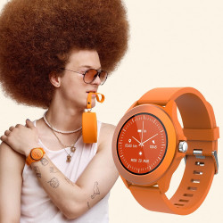 Forever colorum montre intelligente 1,22" ip68 étanche pour homme et femme unisexe montre colorée pour adolescent montre orange 