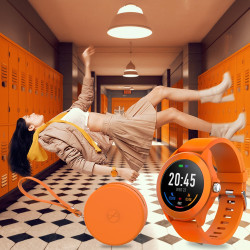 Forever colorum montre intelligente 1,22" ip68 étanche pour homme et femme unisexe montre colorée pour adolescent montre orange 