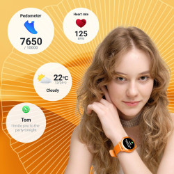 Forever colorum montre intelligente 1,22" ip68 étanche pour homme et femme unisexe montre colorée pour adolescent montre orange 