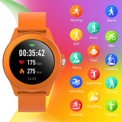 Forever colorum montre intelligente 1,22" ip68 étanche pour homme et femme unisexe montre colorée pour adolescent montre orange 