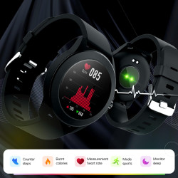 Forever montre connectée et intelligente avec frequence cardiaque - bleutooth 5.0 - ip68 colorum - noir