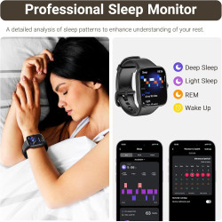 Tozo s7 montre connectée femme homme avec 1.85" amoled écran résolution 390x450 ppi smartwatch avec bleutooth appel et message m