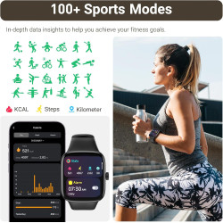 Tozo s7 montre connectée femme homme avec 1.85" amoled écran résolution 390x450 ppi smartwatch avec bleutooth appel et message m