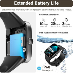 Tozo s7 montre connectée femme homme avec 1.85" amoled écran résolution 390x450 ppi smartwatch avec bleutooth appel et message m
