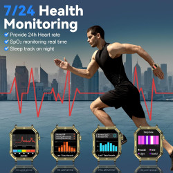 Montre Connectée Homme, avec Téléphone, écran HD 1.95'', 100+ Modes Sportifs, Smartwatch Homme, Comptage de Pas, Mesure de Dista