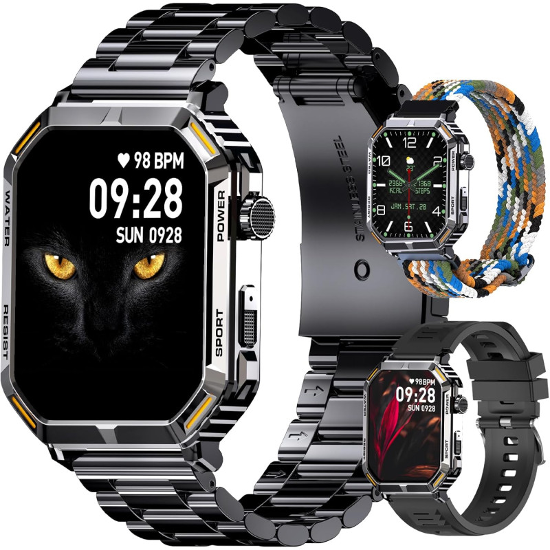 Montre Connectée Homme, avec Téléphone, écran HD 1.95'', 100+ Modes Sportifs, Montre Sport Homme, Comptage de Pas, Mesure de Dis