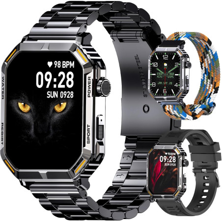 Montre Connectée Homme, avec Téléphone, écran HD 1.95'', 100+ Modes Sportifs, Montre Sport Homme, Comptage de Pas, Mesure de Dis