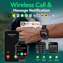Montre Connectée Homme, avec Téléphone, écran HD 1.95'', 100+ Modes Sportifs, Montre Sport Homme, Comptage de Pas, Mesure de Dis