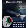 GPS Montre Connectée 48mm LED Lampe/530mAh Batterie, 1,43'' AMOLED Montre Connectée 10ATM Étanche Militaire avec Baromètre, Bous