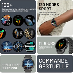 Montre connectée homme avec appels bleutooth, 1.43" amoled smartwatch avec 120+ modes sportifs, etanche ip68 montre connectee av