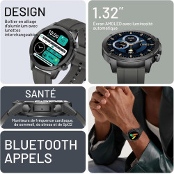 Montre connectée homme avec appels bleutooth, 1.43" amoled smartwatch avec 120+ modes sportifs, etanche ip68 montre connectee av