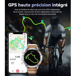 Montre Connectée Homme GPS Intégré,Lampe de Poche,Montre de Fitness avec110+ Modes Sportifs,24/7 Surveillance de la Santé,30 Jou