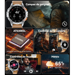Montre Connectée Homme GPS Intégré,Lampe de Poche,Montre de Fitness avec110+ Modes Sportifs,24/7 Surveillance de la Santé,30 Jou