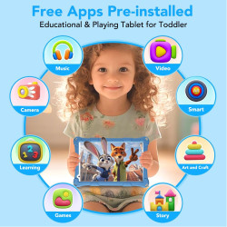 Tablette Enfants, 8 Pouces, Android, 6+10 RAM, 128Go ROM (Carte TF 256 Go), certifiée Google, Logiciel Enfant préinstallé, Wi-FI