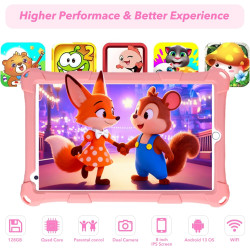 Tablette Enfants, 8 Pouces, Android, 6+10 RAM, 128Go ROM (Carte TF 256 Go), certifiée Google, Logiciel Enfant préinstallé, Wi-FI