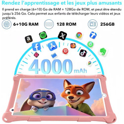 Tablette Enfants, 8 Pouces, Android, 6+10 RAM, 128Go ROM (Carte TF 256 Go), certifiée Google, Logiciel Enfant préinstallé, Wi-FI