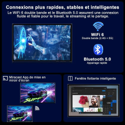 Android 15 Tablette 10 Pouces avec Gemini AI, 30 Go RAM + 128 Go ROM (Extensible Jusqu'à 2 To), WiFi 6, 8000 mAh, Widevine L1, O