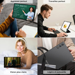 Android 15 Tablette 10 Pouces avec Gemini AI, 30 Go RAM + 128 Go ROM (Extensible Jusqu'à 2 To), WiFi 6, 8000 mAh, Widevine L1, O