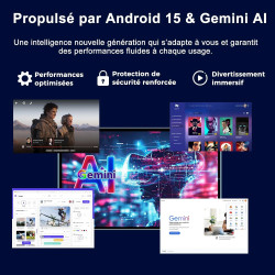 Android 15 Tablette 10 Pouces avec Gemini AI, 30 Go RAM + 128 Go ROM (Extensible Jusqu'à 2 To), WiFi 6, 8000 mAh, Widevine L1, O