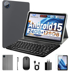 10" android 15 tablet: 24 gb ram + 128 gb rom (1 tb max), octa-core, 1280x800 hd ips touchscreen, 5mp+8mp cameras, 6000mah, with