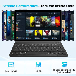10" android 15 tablet: 24 gb ram + 128 gb rom (1 tb max), octa-core, 1280x800 hd ips touchscreen, 5mp+8mp cameras, 6000mah, with