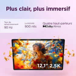 Lenovo idea tab plus - tablette tactile 12.1'' 2.5k, 90hz (mediatek dimensity 6400, 8coeurs, ram 8go, ufs 2.2 256go, android 15,