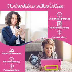 Kids tablette android 14 pour enfants, processeur octa-core, 14 go + 64 go, 5000 mah, contrôle parental, wifi 6, bleutooth 5.3, 