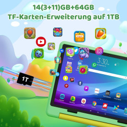 Tablette Android pour Enfants, Tablette pour Enfants, 8 Go + 64 Go (Extensible jusqu'à 128 Go), contrôle Parental, logiciels pou