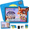 DMOAO Tablette Enfants 10 Pouces Android 15 avec 30Go RAM (TF 2To), 5G WI-FI 6, Widevine L1, Contrôle Parental, 8-Core, Tablette