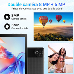 Tablette 10 pouces android 15 2026, 16 go ram, processeur 5 cœurs, écran hd ips 1280x800, double caméra, wifi 6 5g, bleutooth 5.