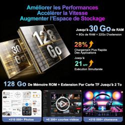 Android 15 Tablette 10 Pouces 30Go RAM+128Go ROM(TF 2To),Gemini AI,Octa-Core 8000mAh, 5G WiFi 6, 5MP+8MP,FHD 1080P Protecteur D'