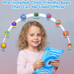 ascrecem Tablette Enfants 7 Pouces Android 15 Tablette pour Enfant avec 2.4G+5G WiFi6 Penta Core 6Go RAM 32Go ROM Double Caméra 