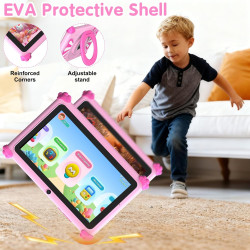 ascrecem Tablette Enfants 7 Pouces Android 15 Tablette pour Enfant avec 2.4G+5G WiFi6 Penta Core 6Go RAM 32Go ROM Double Caméra 