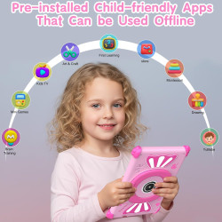 ascrecem Tablette Enfants 7 Pouces Android 15 Tablette pour Enfant avec 2.4G+5G WiFi6 Penta Core 6Go RAM 32Go ROM Double Caméra 