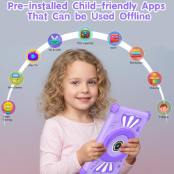 ascrecem Tablette Enfants 7 Pouces Android 15 Tablette pour Enfant avec 2.4G+5G WiFi6 Penta Core 6Go RAM 32Go ROM Double Caméra 