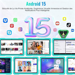 Tablette 10 pouces android 15 avec 30go ram+tf 2to,octa-core 2.0 ghz/gms, gemini ai/widevine l1,wifi 6/bleutooth 5.0,5mp+8mp,128