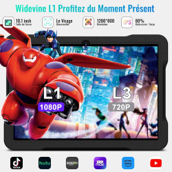 Tablette 10 pouces avec 30go ram+tf 2to,octa-core 2.0 ghz/gms, gemini ai/widevine l1/éducative,5g wifi/bleutooth 5.0,5mp+8mp/fhd