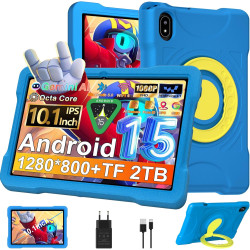 Tablette android 15 10 pouces avec 30go ram+tf 2to,octa-core/gms,gemini ai/widevine l1,wifi 6/bleutooth 5.0,5mp+8mp/1280*800, co