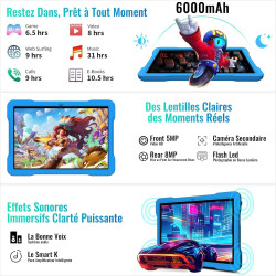 Tablette 10 pouces avec 30go ram+tf 2to,octa-core 2.0 ghz/gms, gemini ai/widevine l1/éducative,5g wifi/bleutooth 5.0,5mp+8mp/fhd