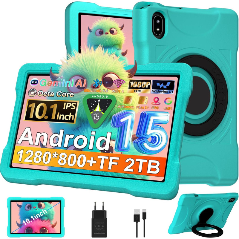 Android 15 tablette 10 pouces 30go ram+64go rom(tf 2to), widevine l1, octa-core, 5g wifi 6 tablette, ips 1280 * 800,gemini ai, 6
