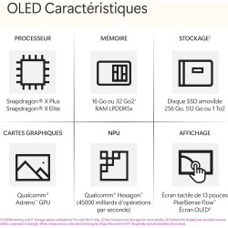 Microsoft Surface Pro (Chargeur Non Inclus) | Copilot+ PC | Ecran Tactile OLED 13” | Snapdragon® X Elite | 16Go RAM | SSD 256Go 