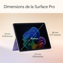 Microsoft Surface Pro | Copilot+ PC | Ecran Tactile LCD 12” | Snapdragon® X Plus | 16Go RAM | Stockage 512Go | Dernier Modèle | 