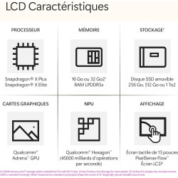 Microsoft Surface Pro (Chargeur Non Inclus) | Copilot+ PC | Ecran Tactile 13”| Snapdragon® X Plus | 16Go RAM | SSD 512Go | Derni