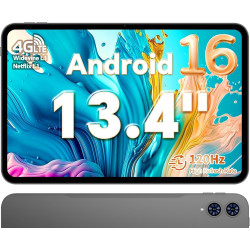 TECLAST T65 Tablette 13.4" Android 16, Écran 120Hz, Dual SIM 4G LTE, 2.2 GHz Octa-Core, 20Go RAM+128Go ROM(TF 4TO), Widevine L1,