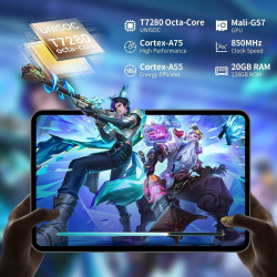 TECLAST T65 Tablette 13.4" Android 16, Écran 120Hz, Dual SIM 4G LTE, 2.2 GHz Octa-Core, 20Go RAM+128Go ROM(TF 4TO), Widevine L1,