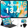 TECLAST T65 Tablette 13.4" Android 16, Écran 120Hz, Tablette avec Clavier et Stylet, Dual SIM 4G LTE, 256 Go ROM, 10000mAh, Wide