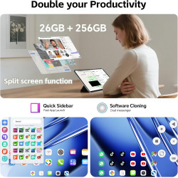 TECLAST T65 Tablette 13.4" Android 16, Écran 120Hz, Tablette avec Clavier et Stylet, Dual SIM 4G LTE, 256 Go ROM, 10000mAh, Wide